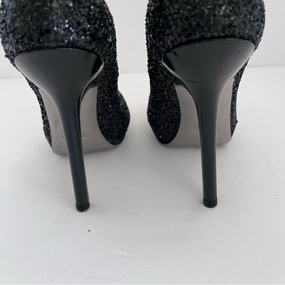 Miu Miu Prada Size 38 Black Glitter Round Toe Heels Pumps - Picture 10 of 16
